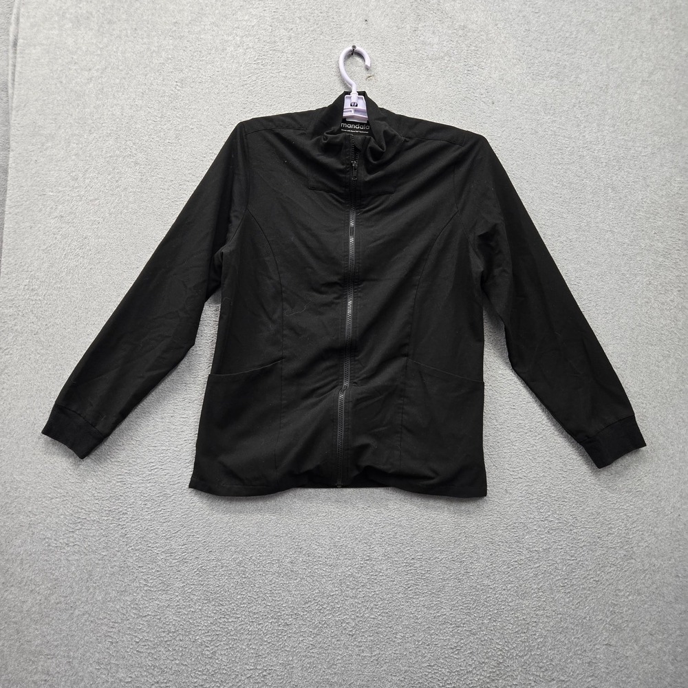 Mandala Women  Scrub Jacket M Black Equa-Tek Logo Stretch Breathable